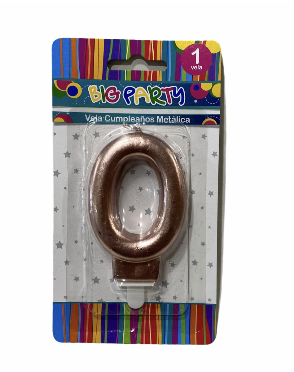 VELA DE CUMPLEAÑOS N° 0 8CM METALIZADA BIG PARTY3
