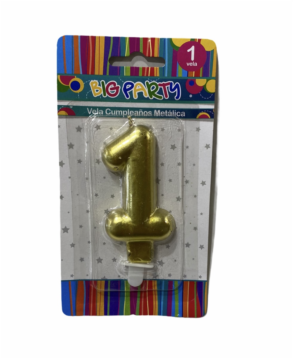 VELA DE CUMPLEAÑOS N° 1 8CM METALIZADA BIG PARTY 0