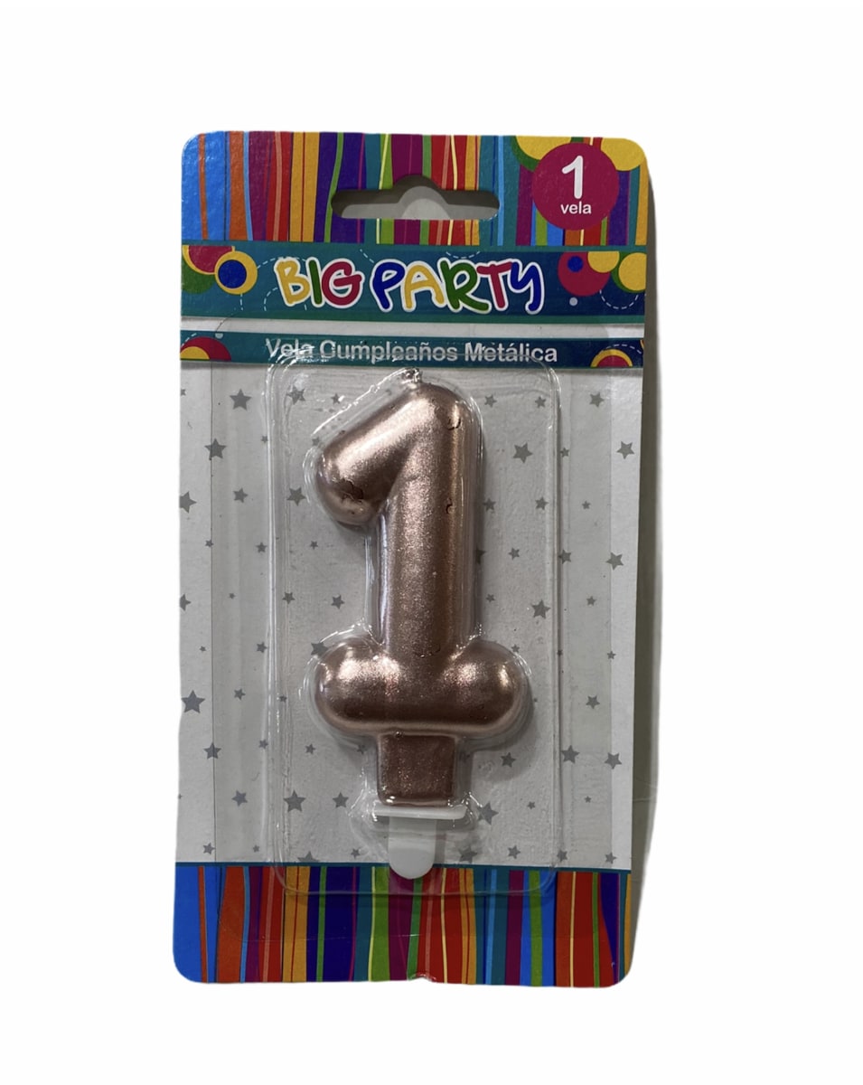 VELA DE CUMPLEAÑOS N° 1 8CM METALIZADA BIG PARTY2