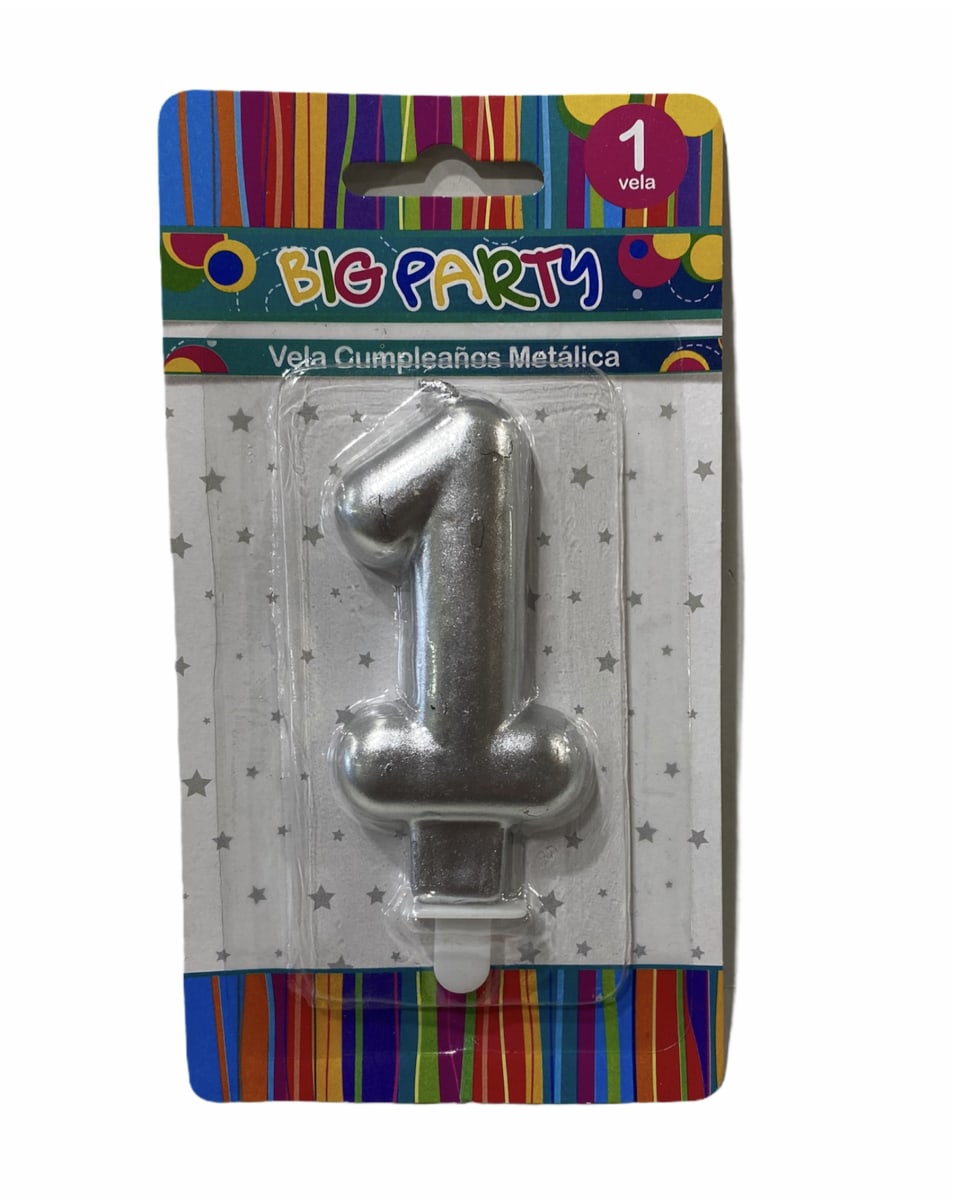 VELA DE CUMPLEAÑOS N° 1 8CM METALIZADA BIG PARTY3