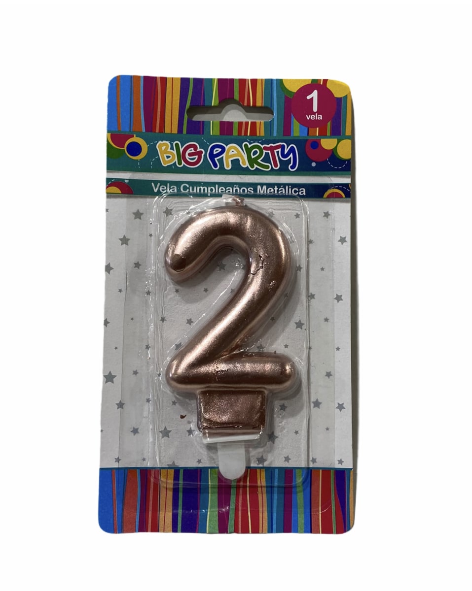 VELA DE CUMPLEAÑOS N° 2 8CM METALIZADA BIG PARTY2