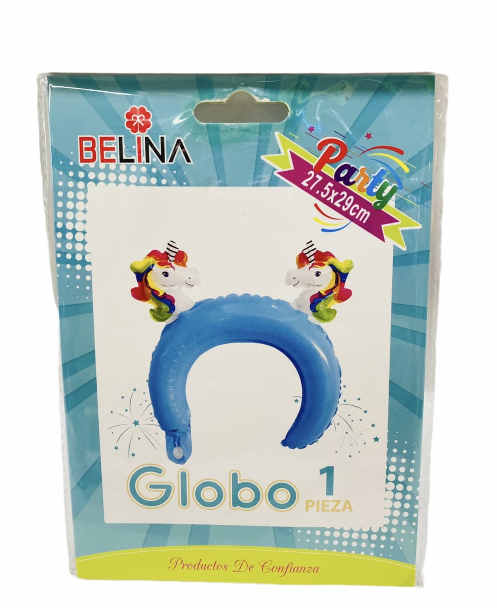 GLOBO CINTILLO 2 UNICORNIOS 1 UNID. 27.5x29 CM2