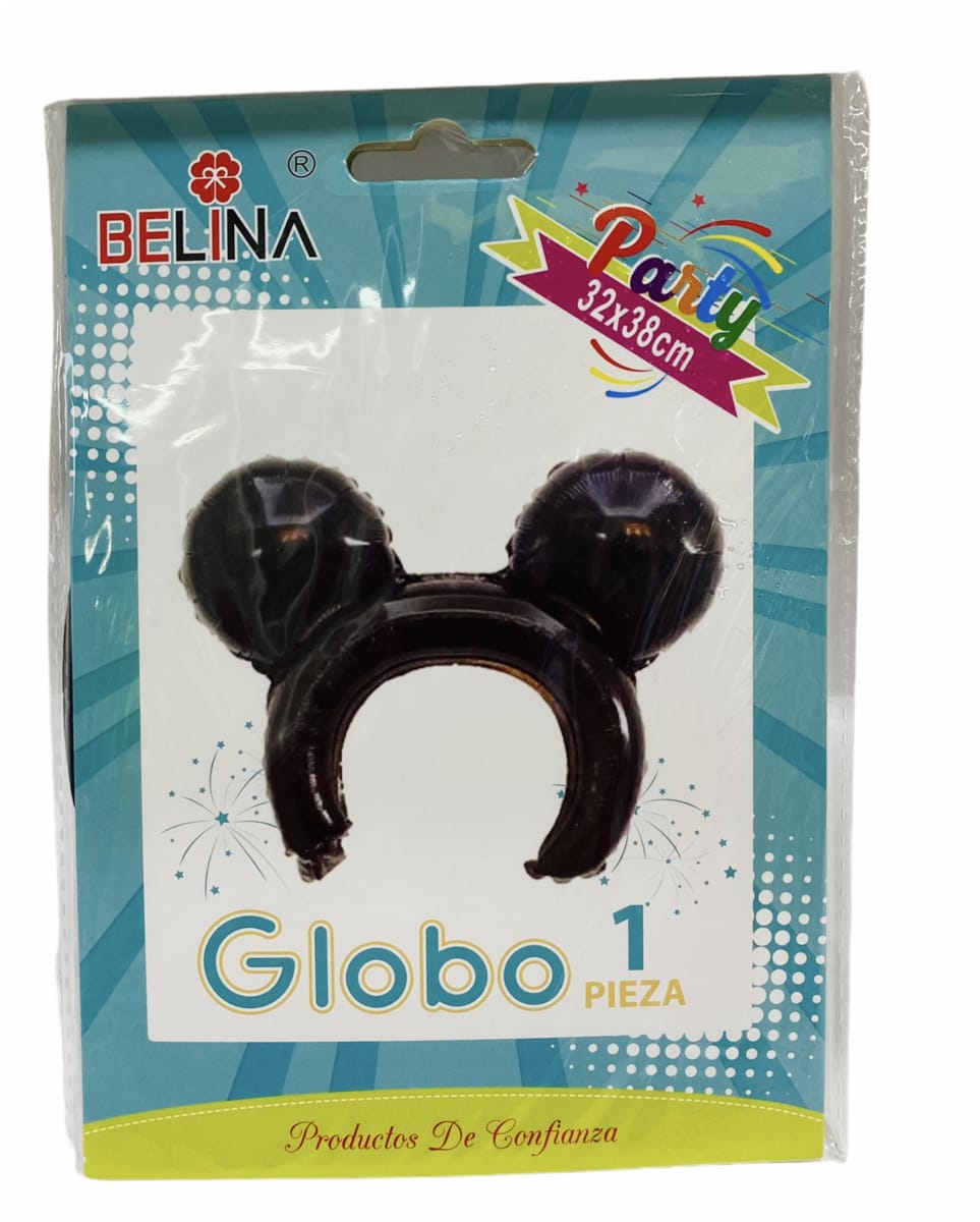 GLOBO CINTILLO OREJAS NEGRAS 1 UNID. 32x38 CM2