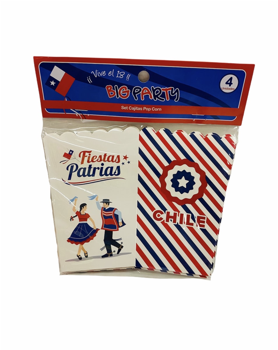 CAJA DIECIOCHERA 4 UNID. 10x14 CM POP CORN BIG PARTY 517054 FIESTAS PATRIAS2