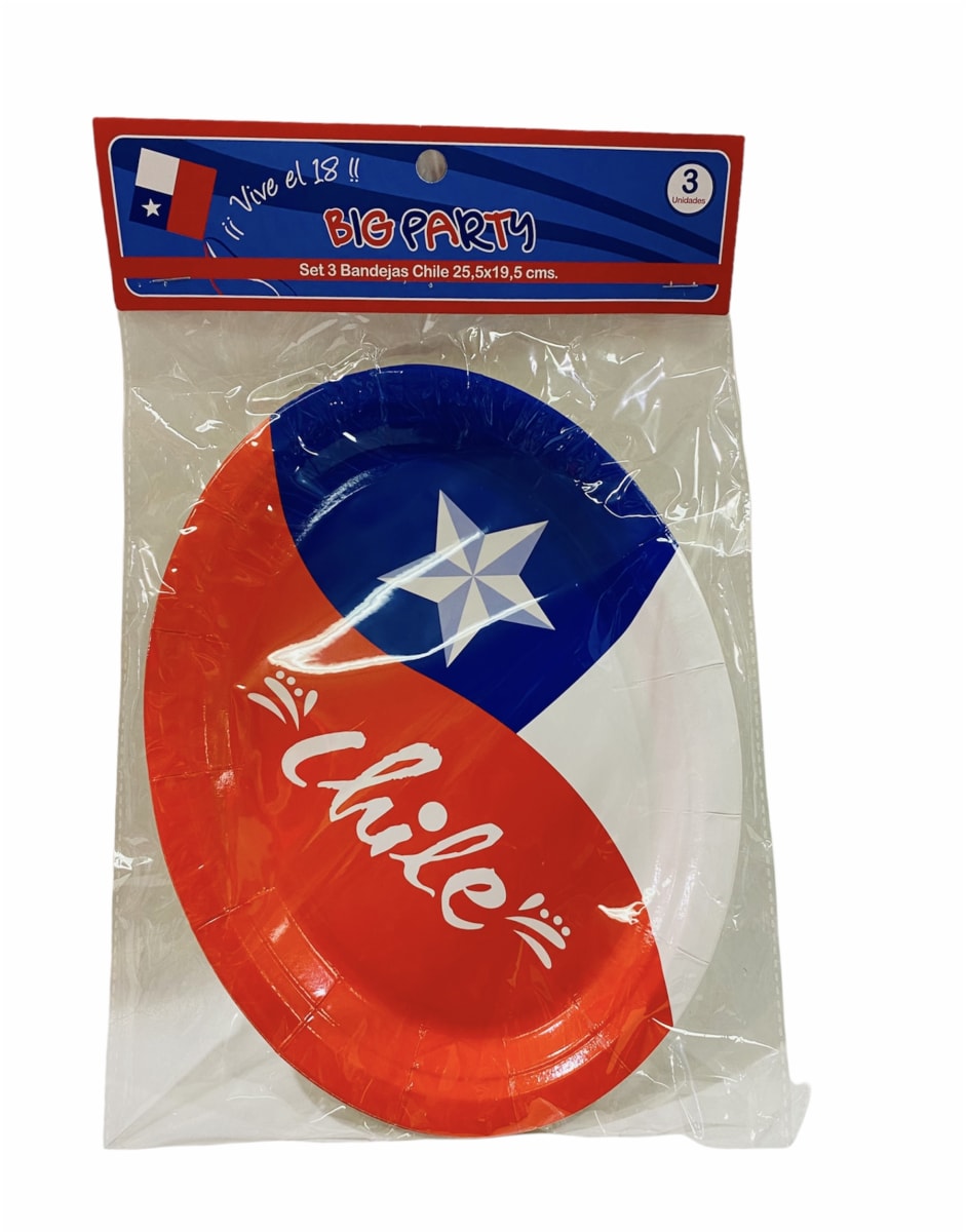 BANDEJA TRICOLOR 3 UNID. 25.5x19.5 CM BIG PARTY 4583642