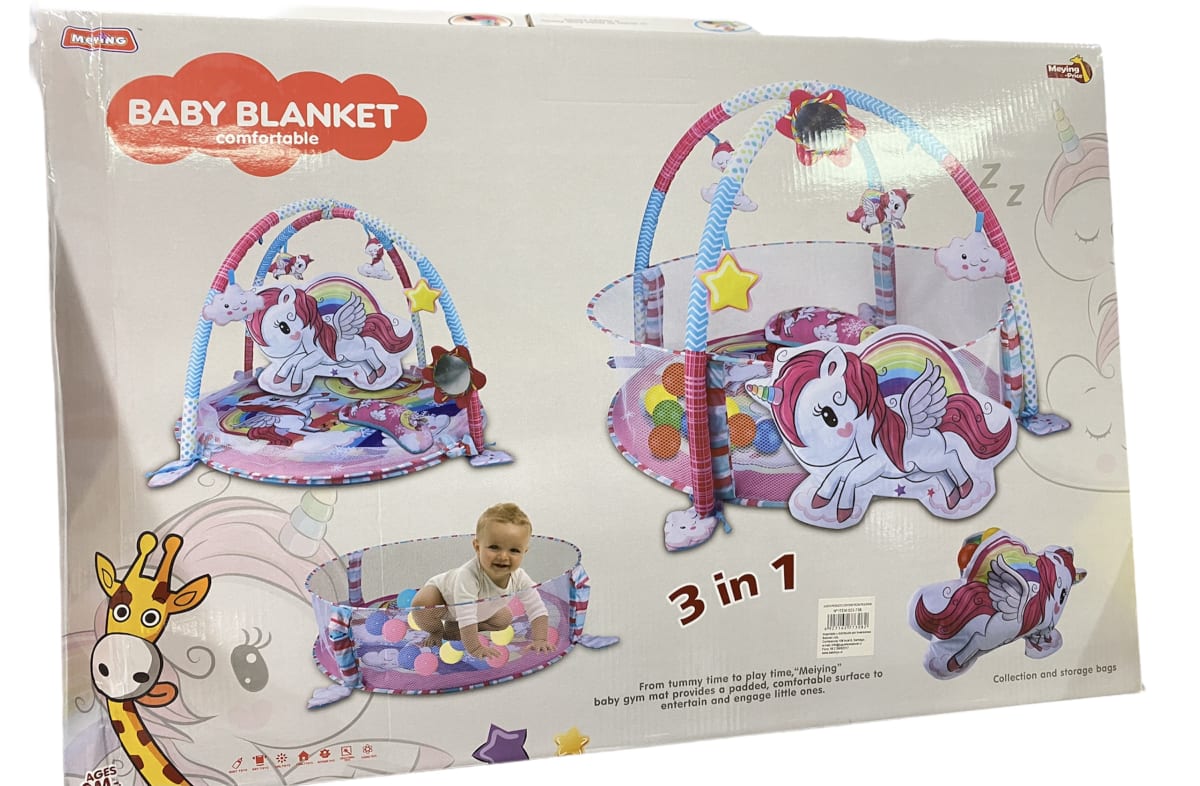 GIMNASIO PARA BEBE 3 EN 1 + 20 PELOTAS UNICORNIO 023-73B4