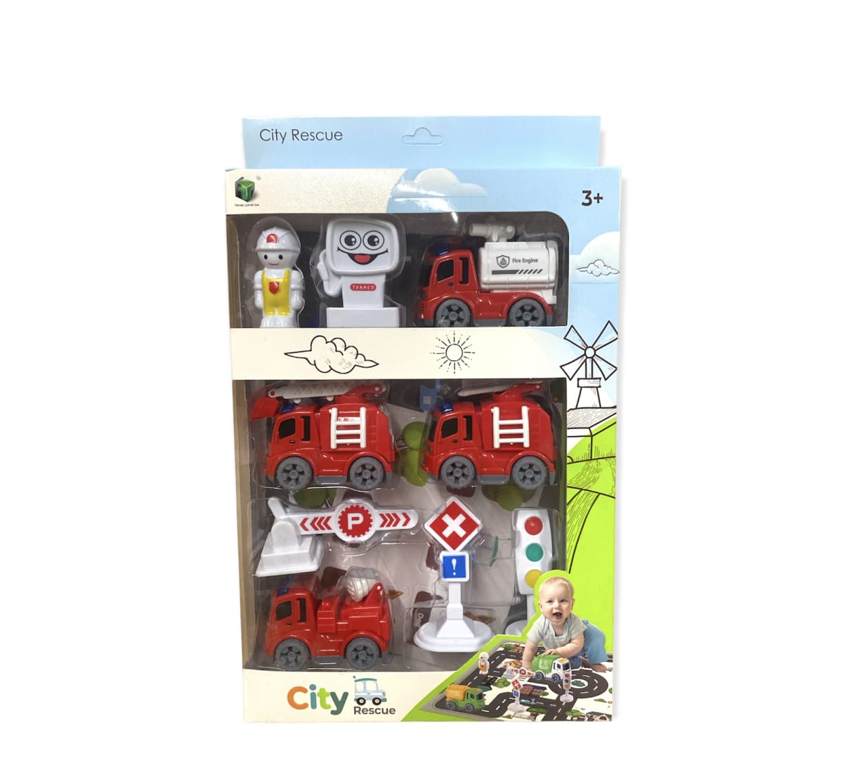 SET DE AUTOS DE BOMBEROS 5X8X7 CM C/PISTA 57X44 CM JPC384 0