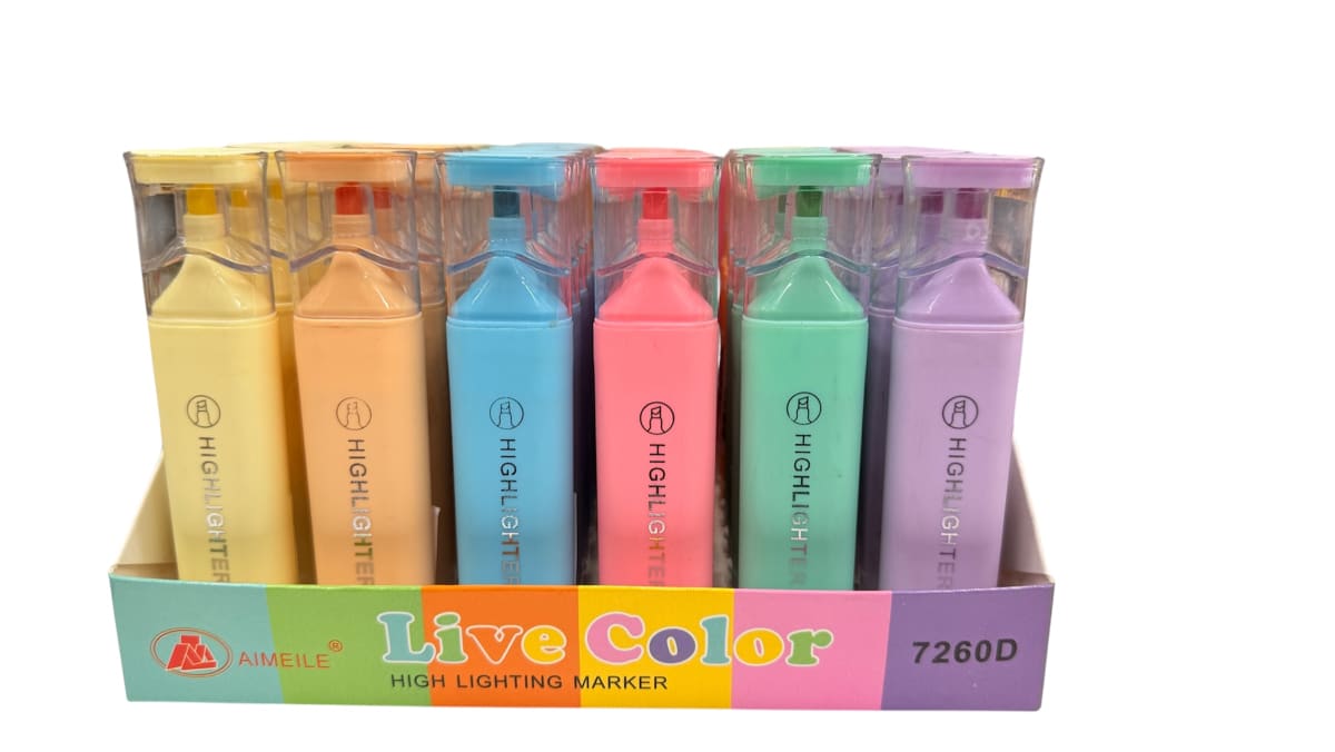 36 DESTACADOR COLORES PASTEL OFICINA HIGHLIGHTER YOKO 72603