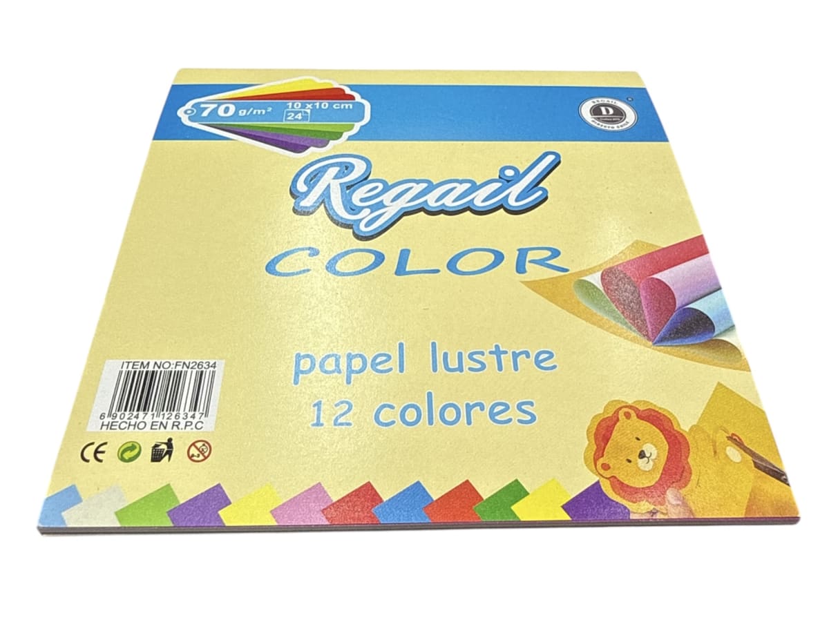 PAPEL LUSTRE FAJO 10X10 CM.24 HJAS REGAIL 26341