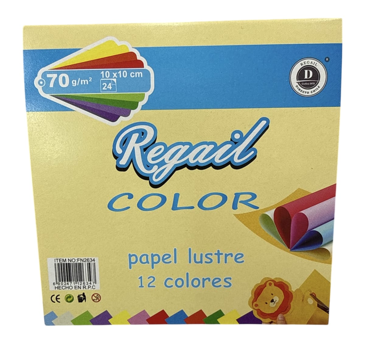 PAPEL LUSTRE FAJO 10X10 CM.24 HJAS REGAIL 2634 1