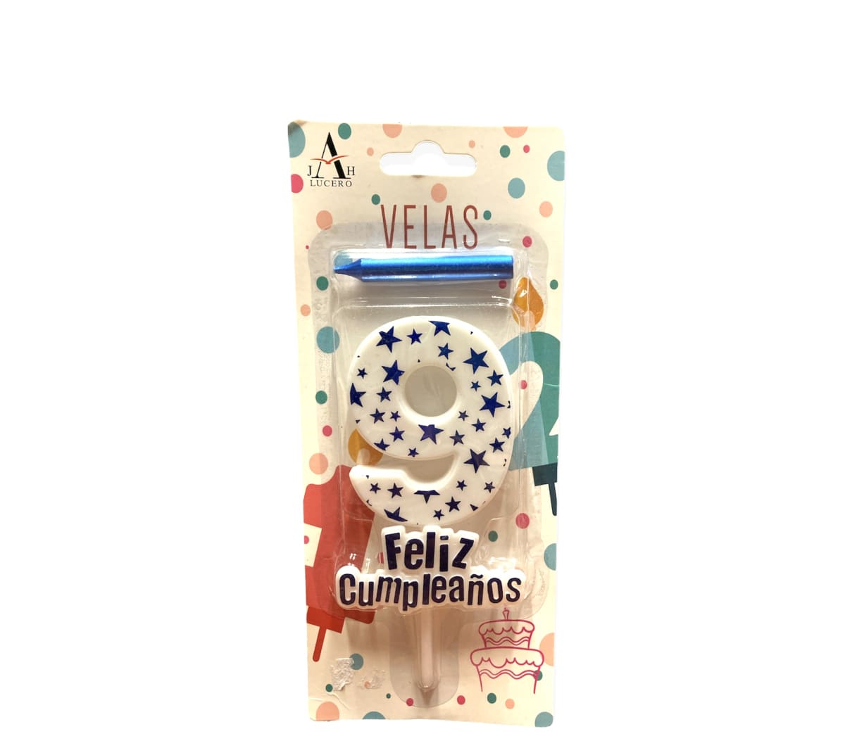 VELA FELIZ CUMPLEAÑOS N°9 PLASTICA 10 CM F3491