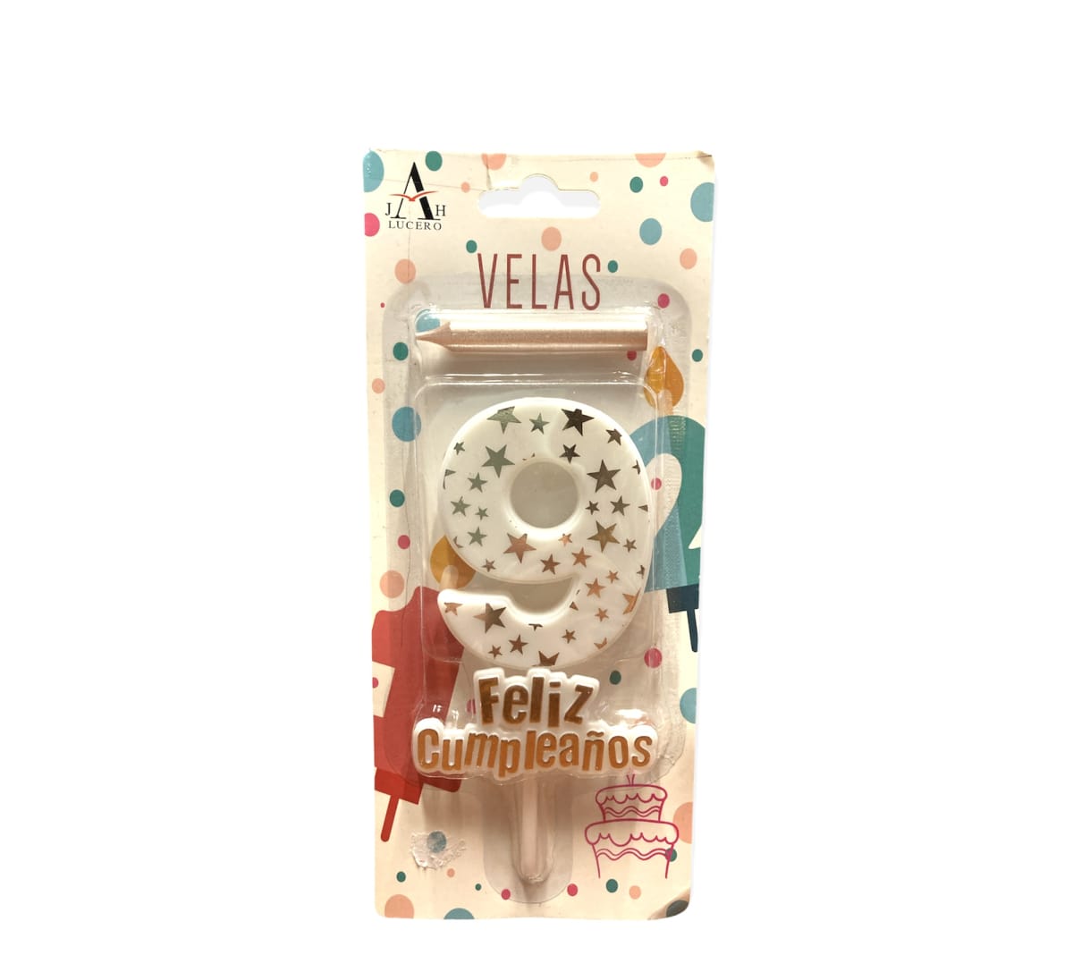 VELA FELIZ CUMPLEAÑOS N°9 PLASTICA 10 CM F3492