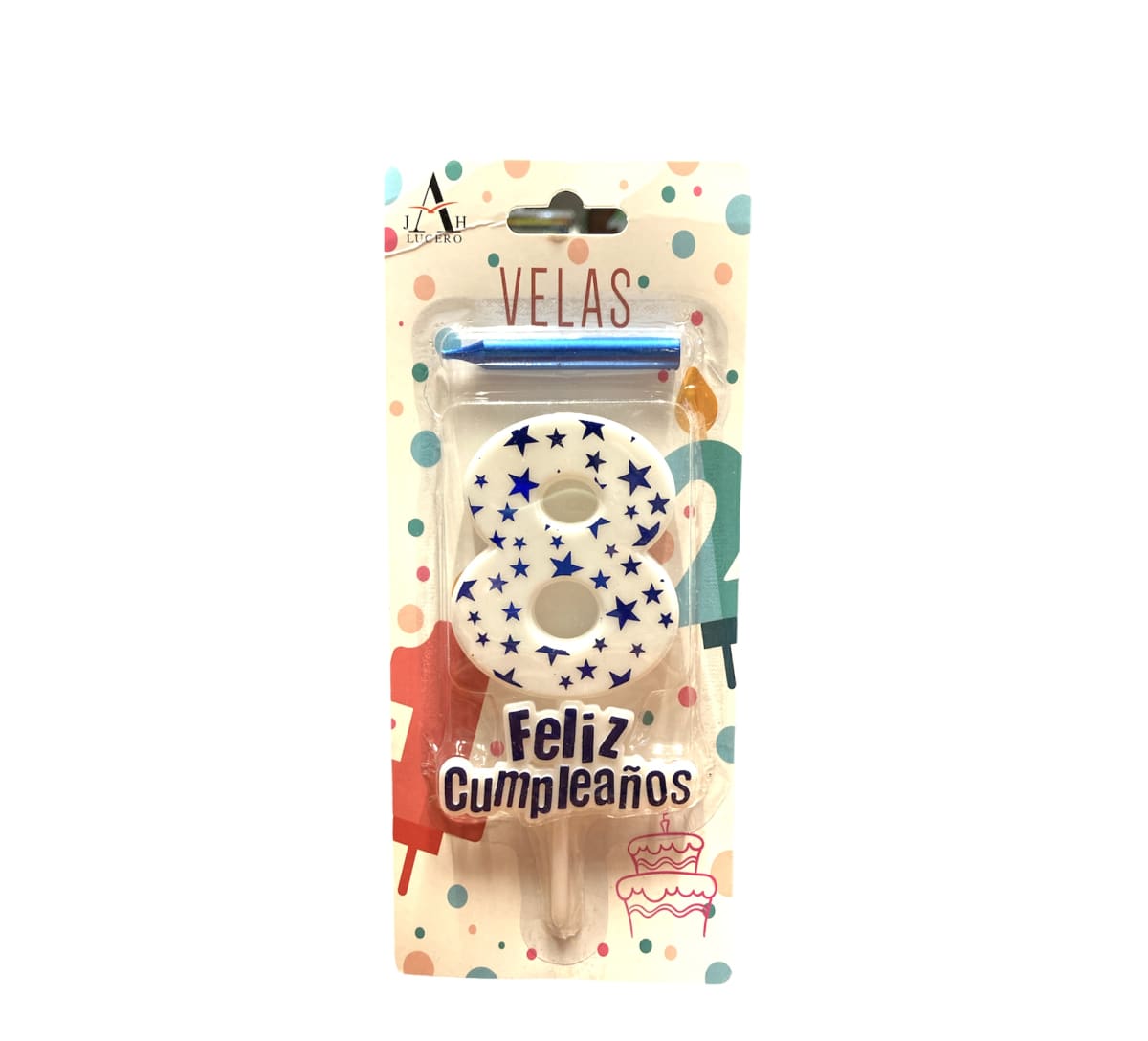 VELA FELIZ CUMPLEAÑOS N°8 PLASTICA 10 CM F3481