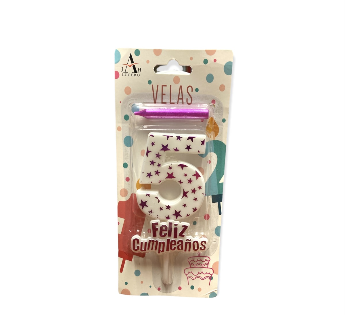 VELA FELIZ CUMPLEAÑOS N°5 PLASTICA 10 CM F3453
