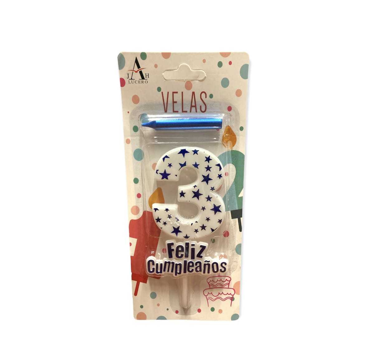 VELA FELIZ CUMPLEAÑOS N°3 PLASTICA 10 CM F3432