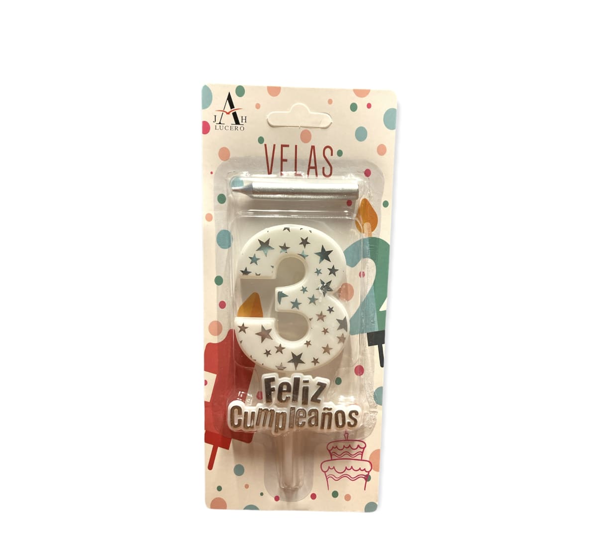 VELA FELIZ CUMPLEAÑOS N°3 PLASTICA 10 CM F3433