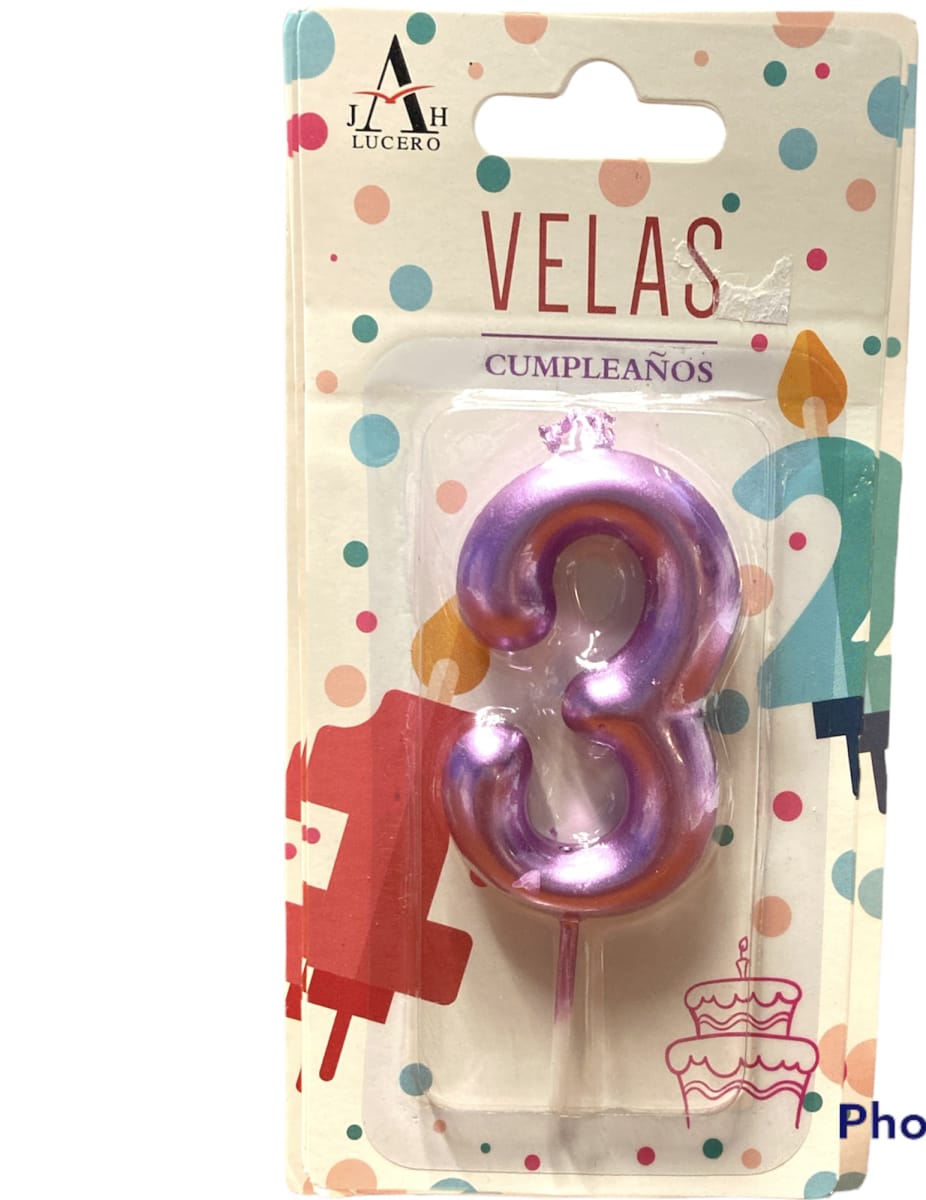 VELA CUMPLEAÑOS N°3 7CM F3032
