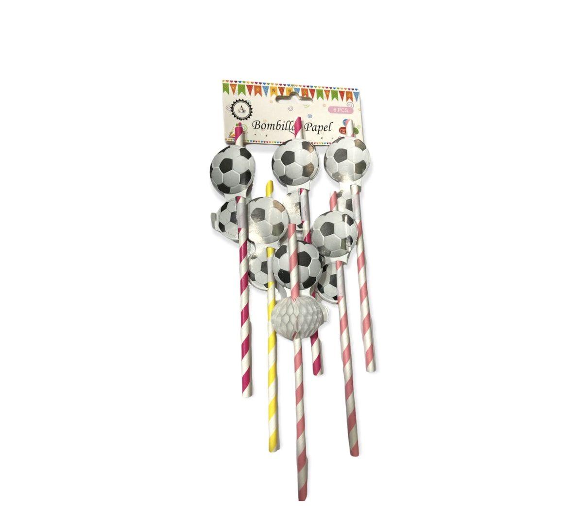 BOMBILLA PAPEL FUTBOLL 6 UNID. 20 CM F14451
