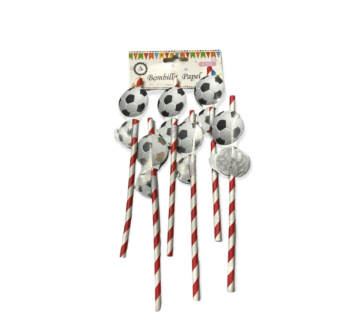 BOMBILLA PAPEL FUTBOLL 6 UNID. 20 CM F1445 1