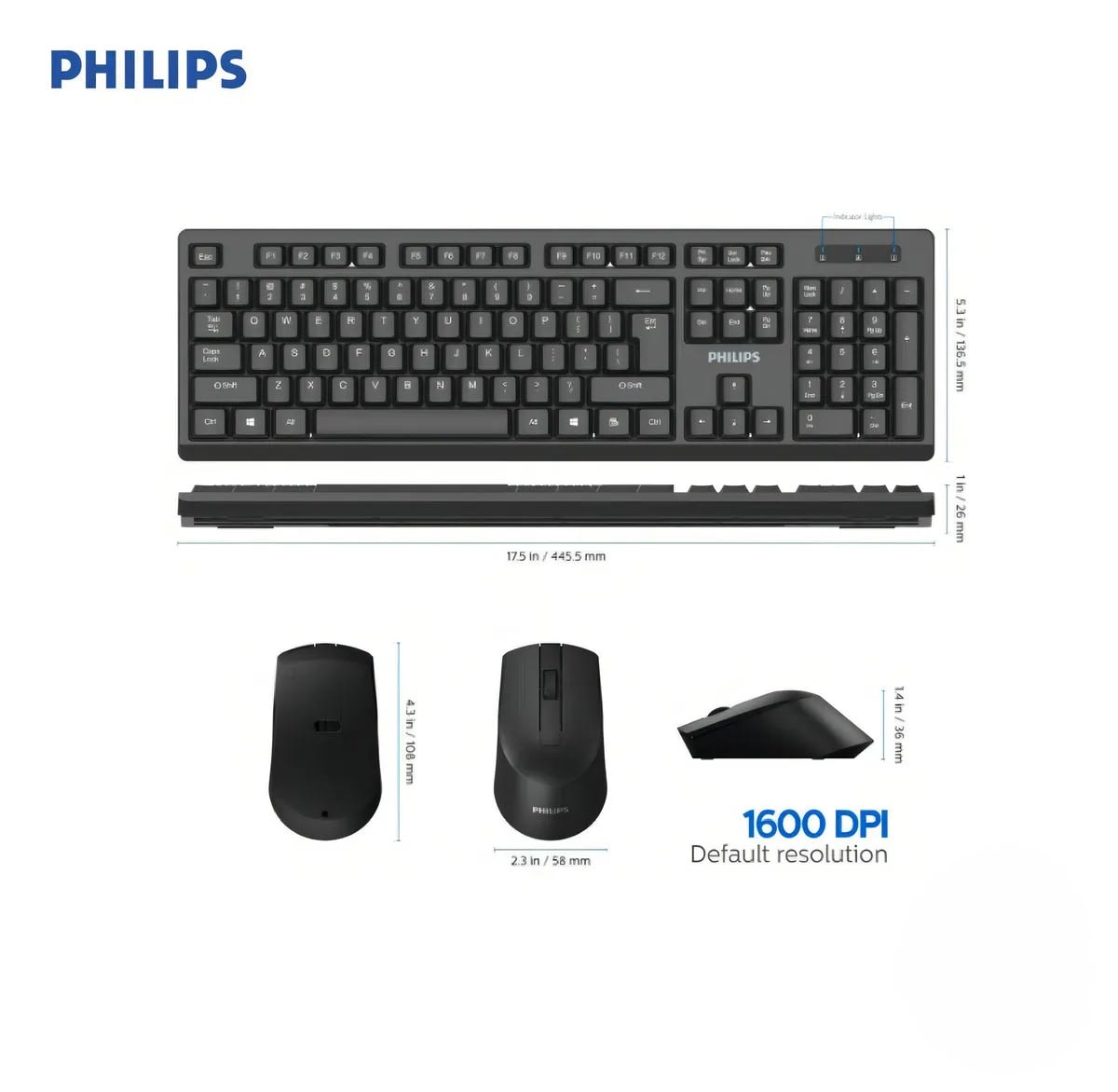 TECLADO Y MOUSE KIT PHILIPS WIRELESS C3545