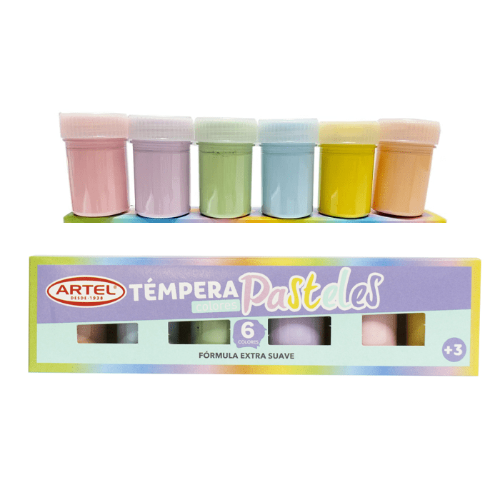 TEMPERA 6 COLRES PASTELES 15 ML ARTEL 100206982