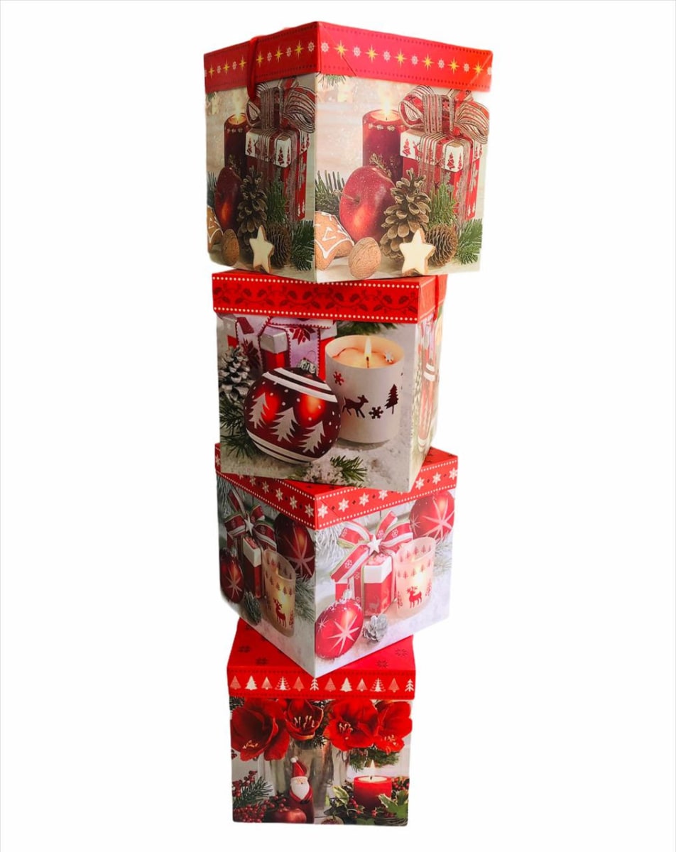 12 CAJAS REGALO 22X22 CM. 4 MODELOS F18361