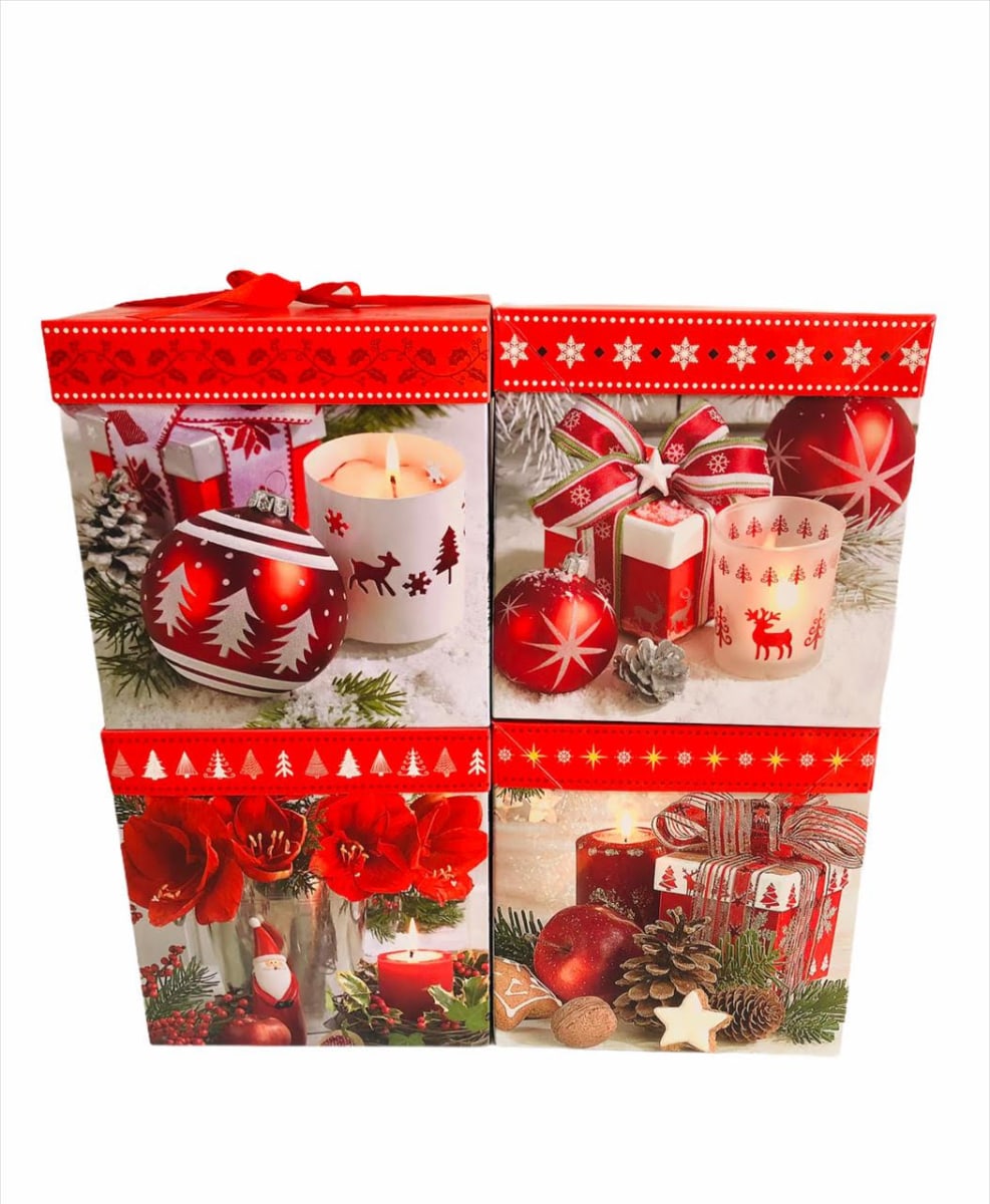 12 CAJAS REGALO 22X22 CM. 4 MODELOS F18363