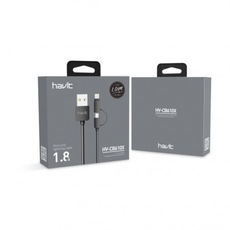 CABLE DE DATOS IPHONE Y ANDROID 1 MT HV-H610 HAVIT 402692