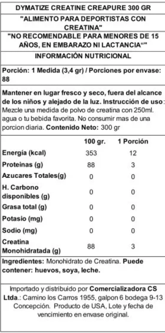 Dymatize Creatina Creapure 300 G2