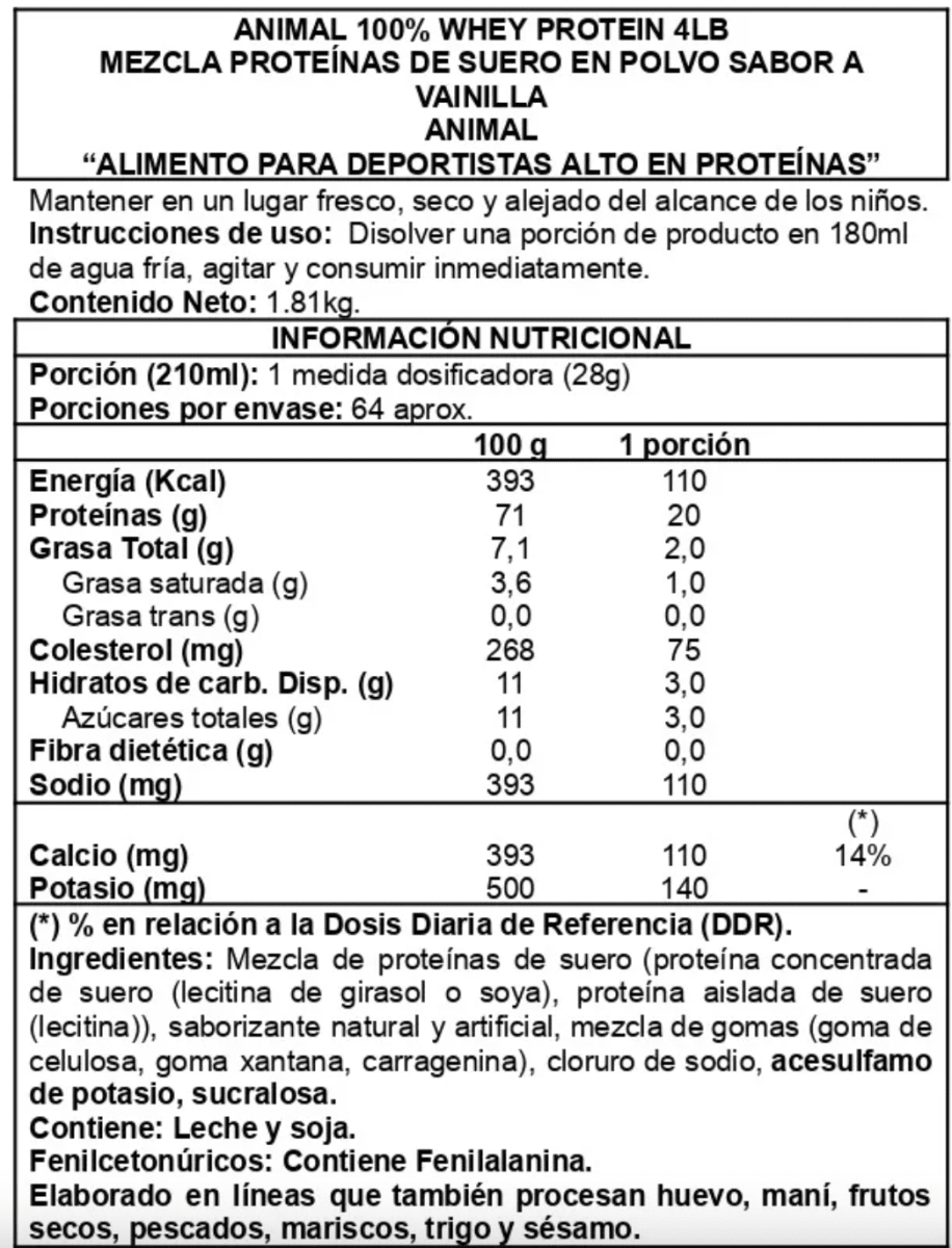 ANIMAL 100% WHEY PROTEIN 4LBS4