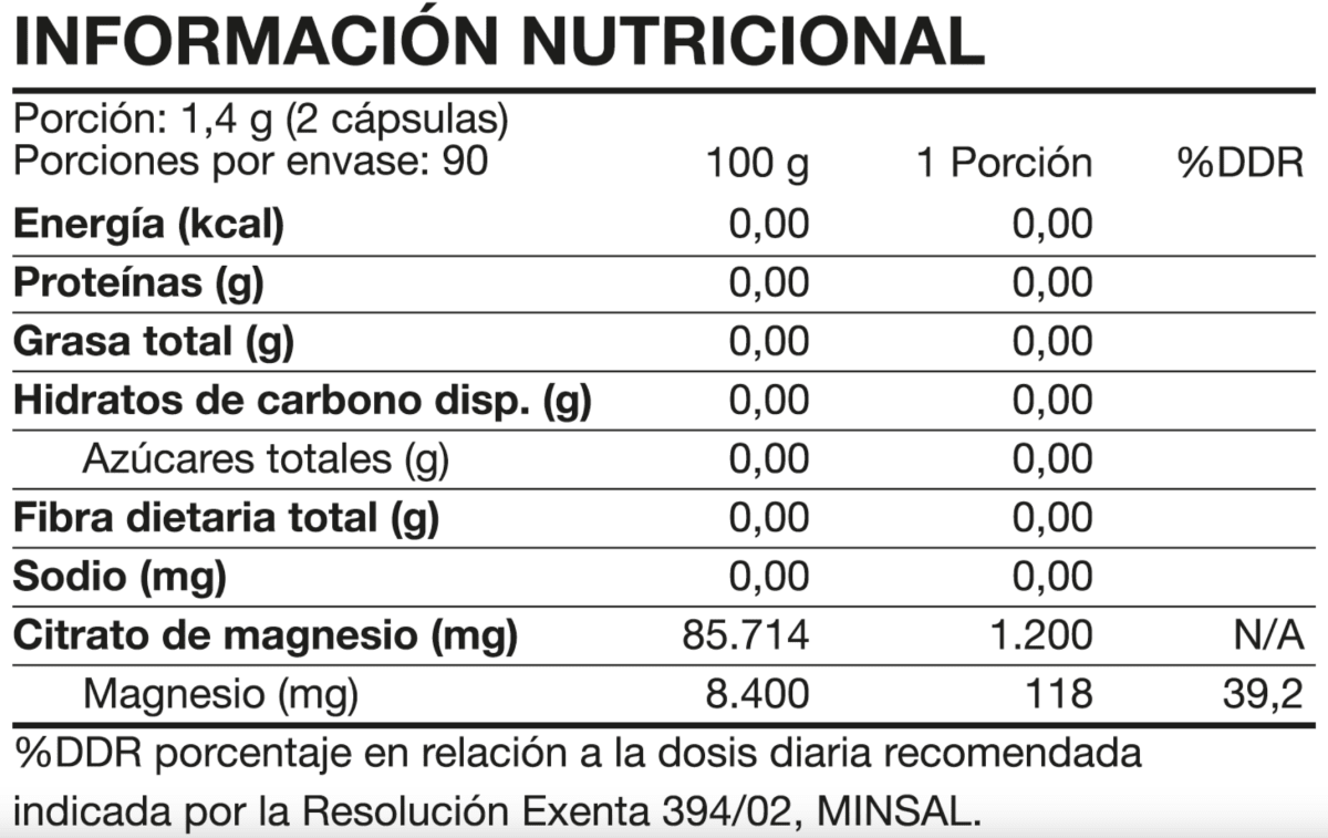 CITRATO DE MAGNESIO 180 CAPSULAS - FOODTECH2