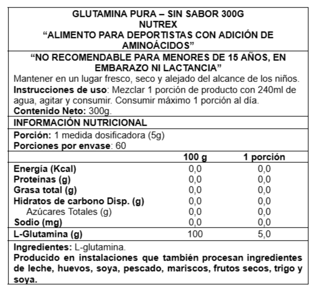 GLUTAMINA PURE 60 SERVICIOS - NUTREX2