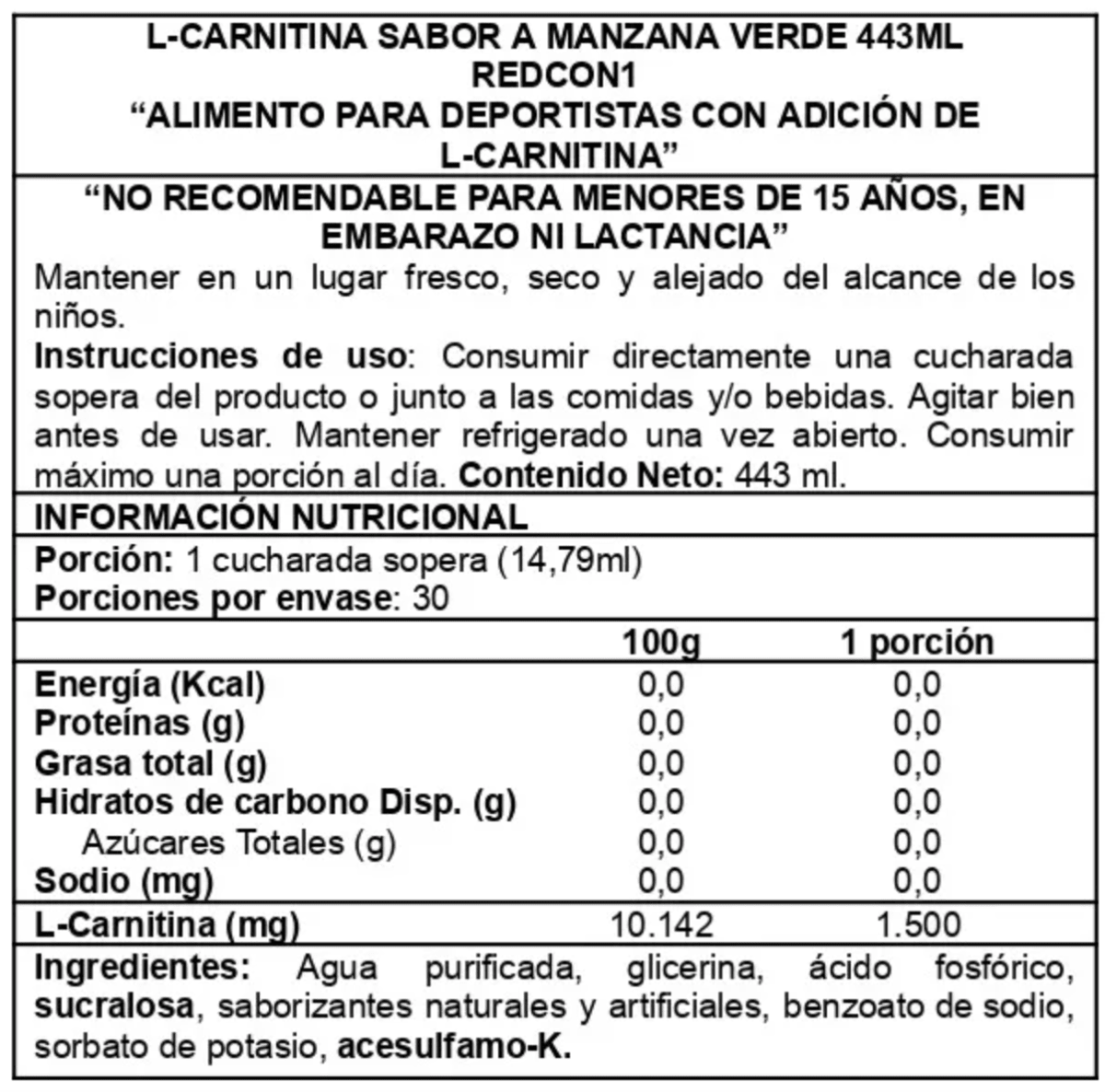 L-CARNITINE 3000 REDCON1 - LIQUIDO 30 SERVICIOS2