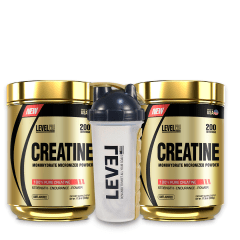 2 CREATINAS LEVEL PRO 500G + SHAKER PASTILLERO