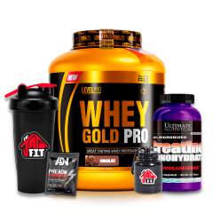 WHEY GOLD PRO 3KG CHOCO + CREATINA ULTIMATE NUT 300G + REGALOS