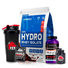 100% HYDRO WHEY 2.4 LB CHOCO + CREATINA ULTIMATE NUT 300G + REGALOS