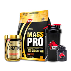 MASS PRO 6.8KG CHOCO + CREATINA LEVEL PRO 250G + SHAKER + PORTA PROTEINA