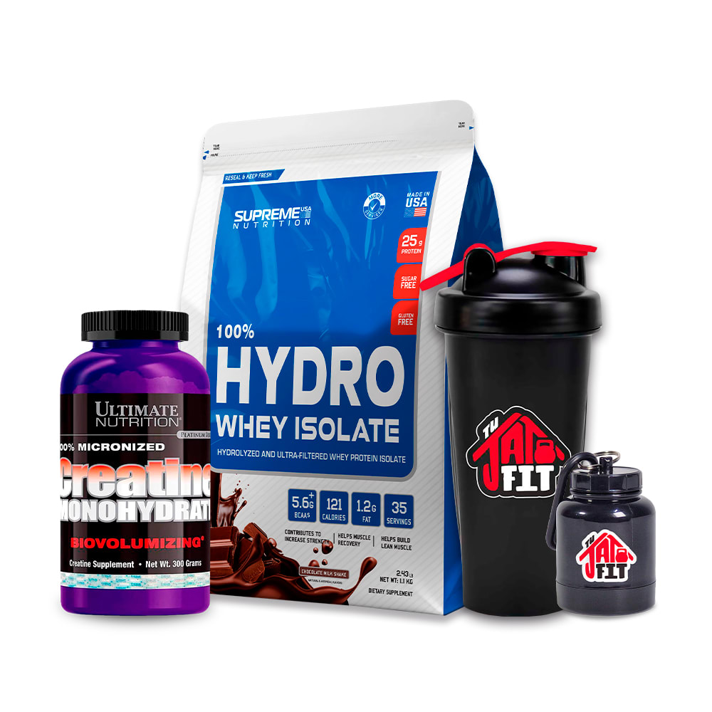 100% HYDRO WHEY 2.4 LB CHOCO + CREATINA ULTIMATE NUT 300G + REGALOS1