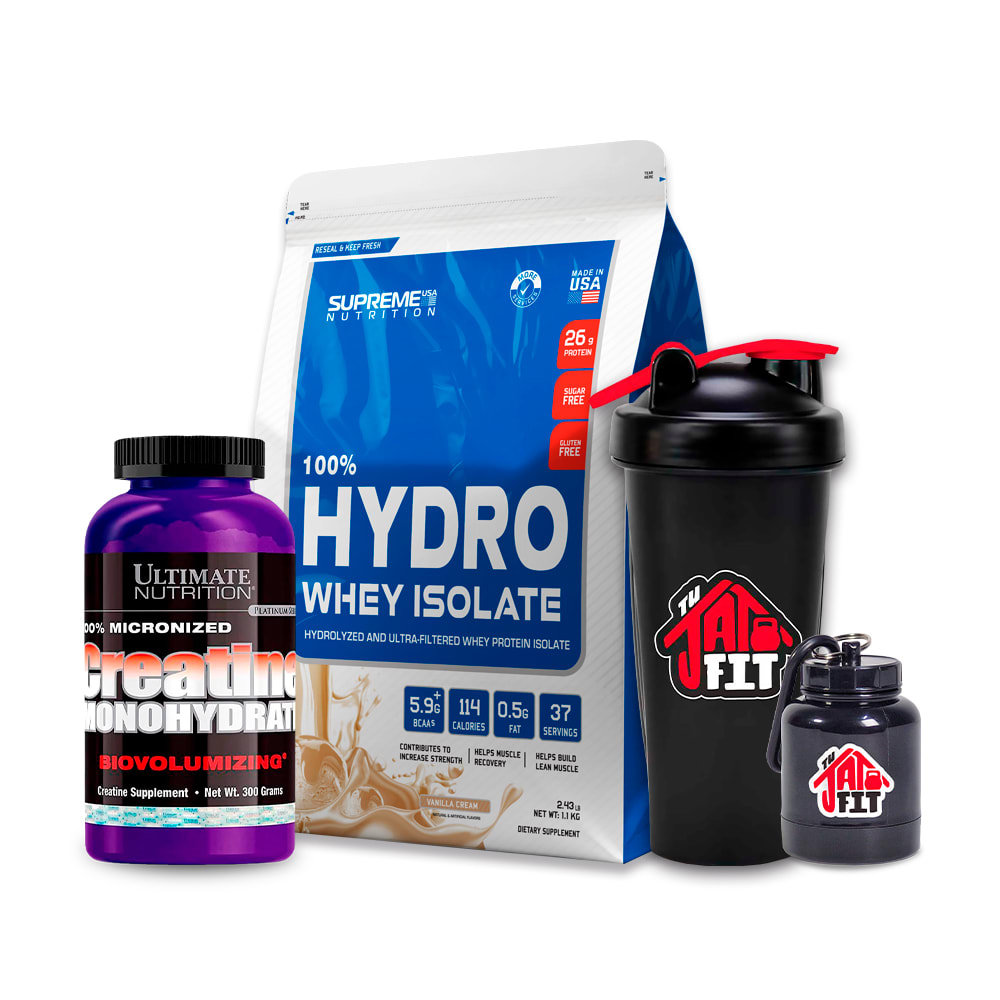 100% HYDRO WHEY 2.4 LB VAINILLA + CREATINA ULTIMATE NUT 300G + REGALOS1