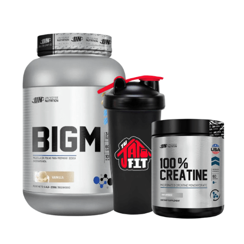 BIGM 2KG VAINILLA + 100% CREATINE UN 250G + SHAKER1