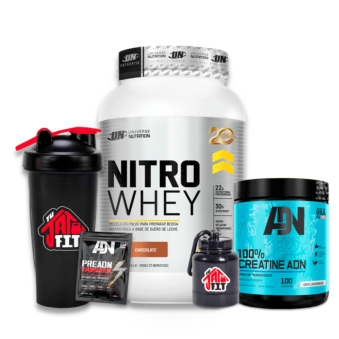 NITRO WHEY 1.1 KG CHOCO + CREATINA ADN 250G + REGALOS1