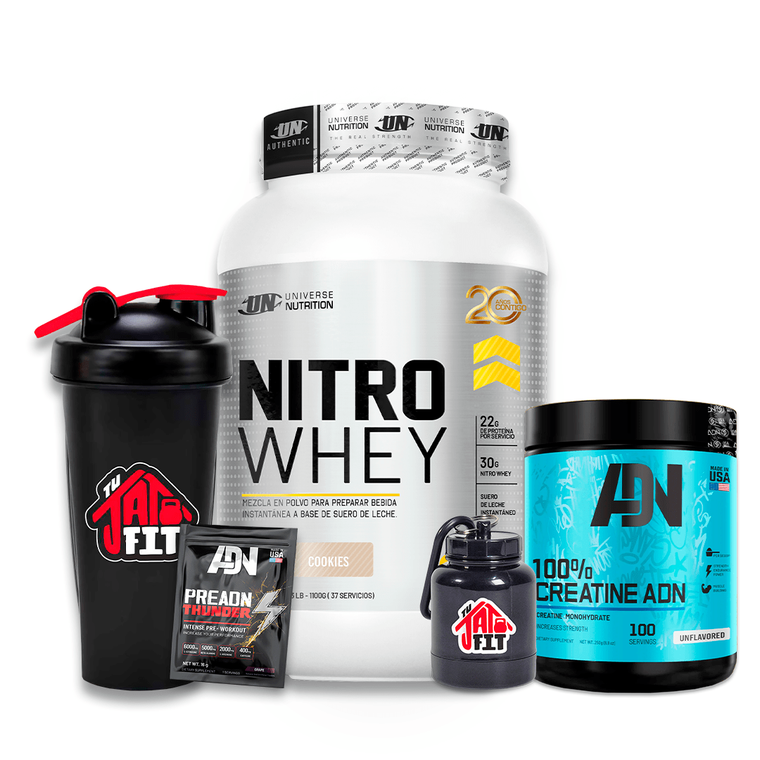 NITRO WHEY 1.1 KG COOKIES + CREATINA ADN 250G + REGALOS1