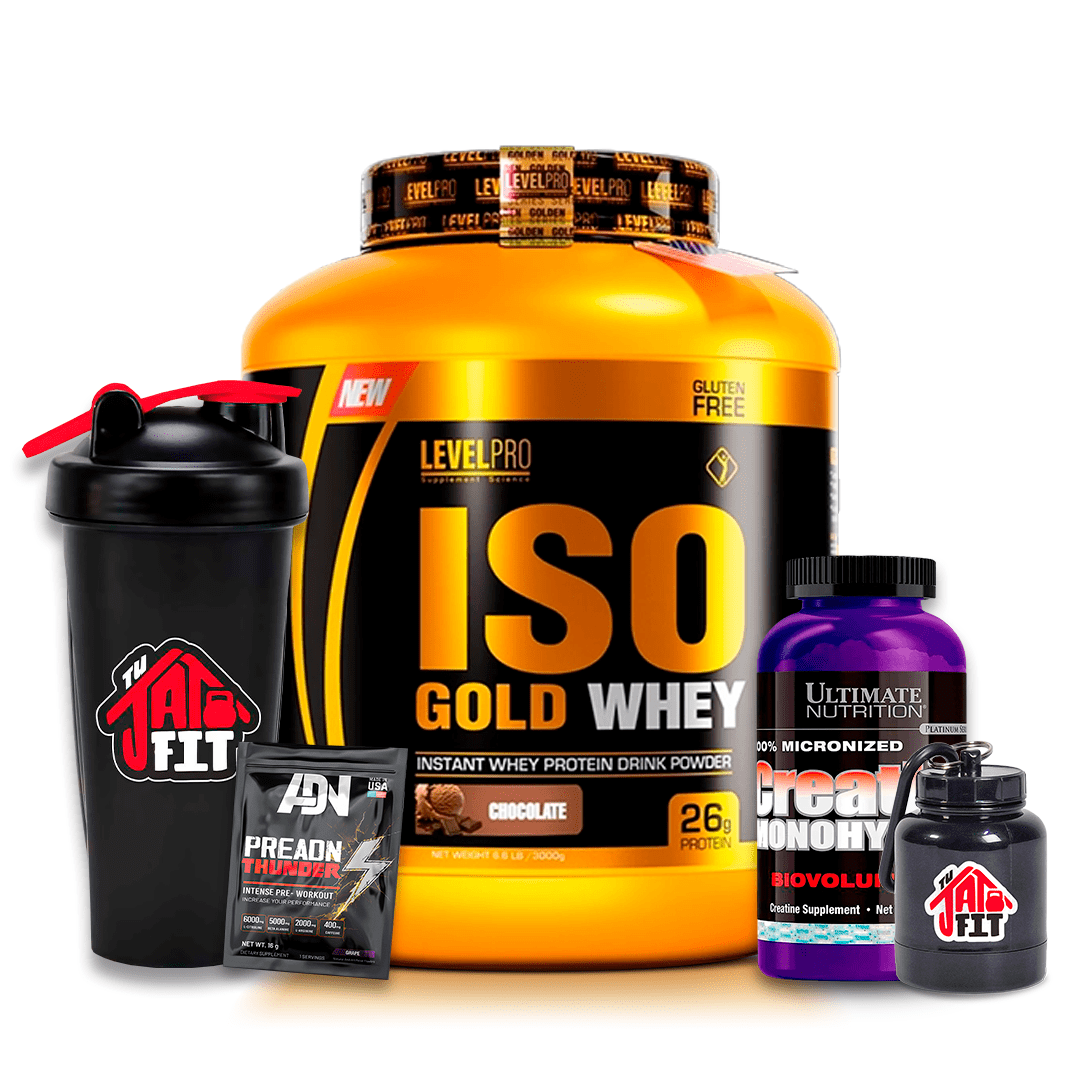 ISO GOLD WHEY 3 KG CHOCO + CREATINA ULTIMATE NUT 300G + REGALOS1