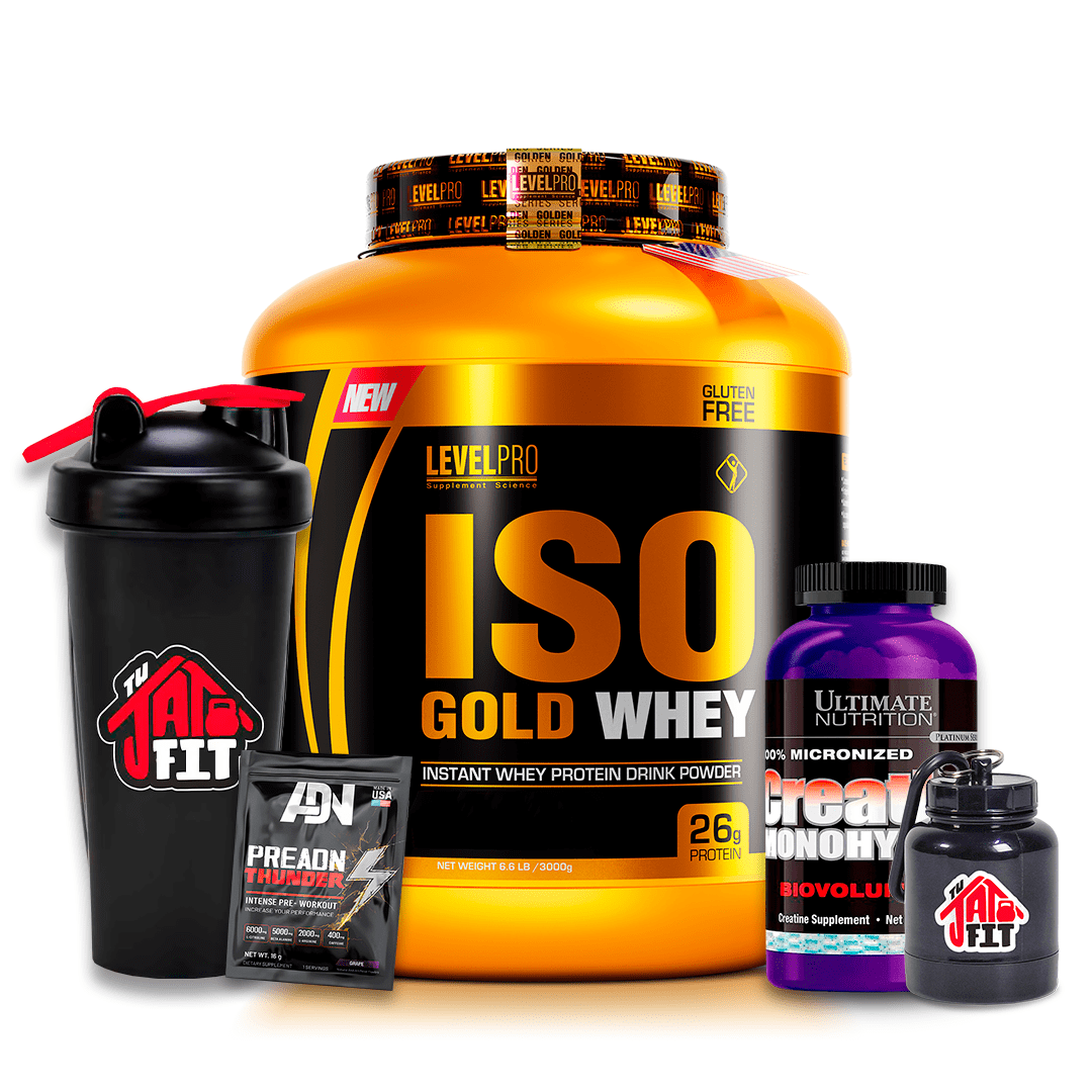 ISO GOLD WHEY 3 KG COOKIES + CREATINA ULTIMATE NUT 300G + SHAKER + PORTA PROTEINA + SOBRE PRE THUNDE1