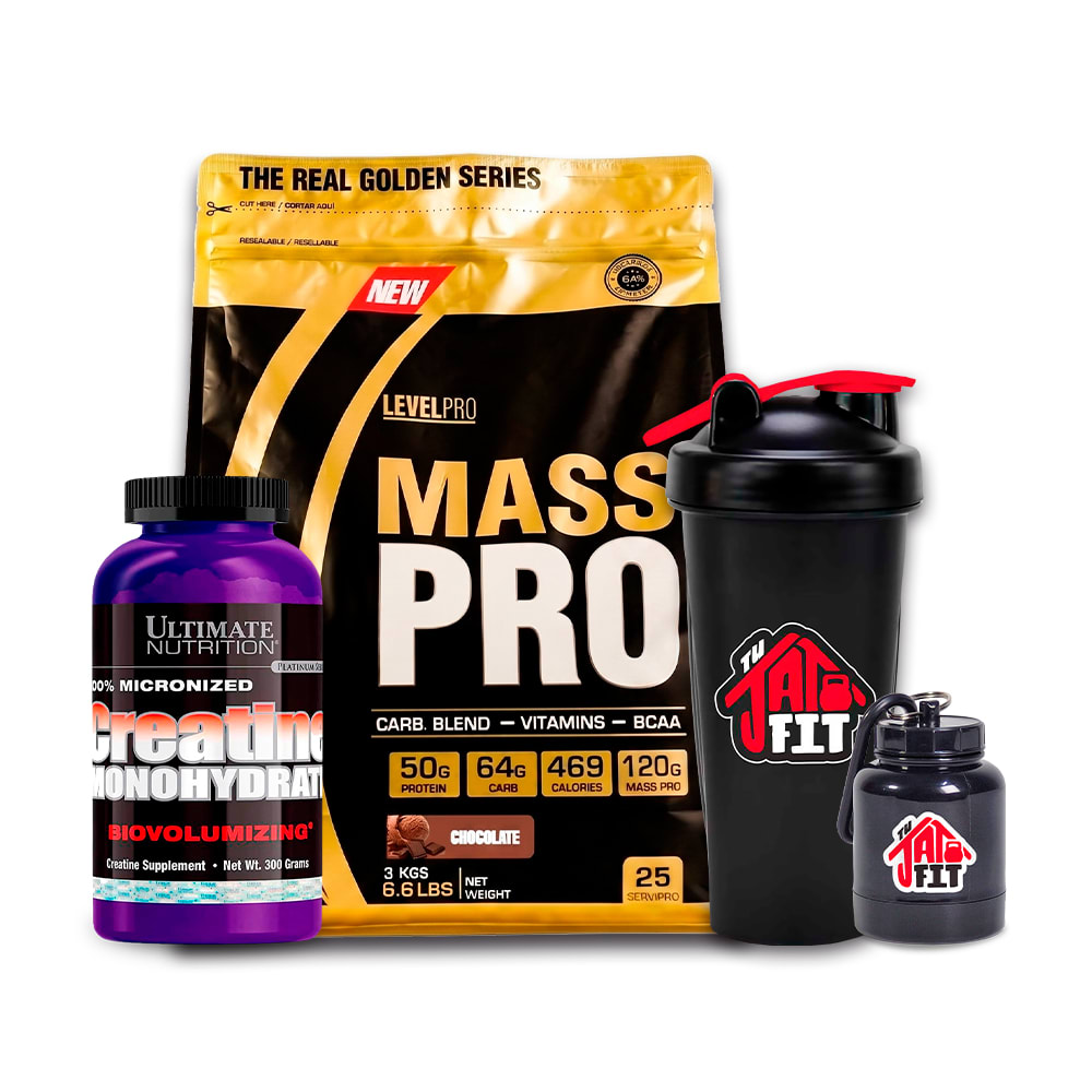 MASS PRO 6.6LB CHOCO + CREATINA UTLIMATE NUT 300G + REGALOS1