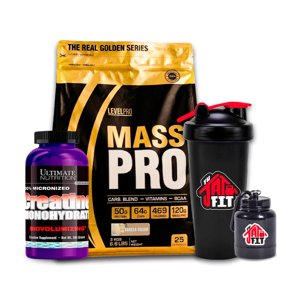 MASS PRO 6.6LB VAINILLA + CREATINA ULTIMATE NUT 300G + REGALOS1