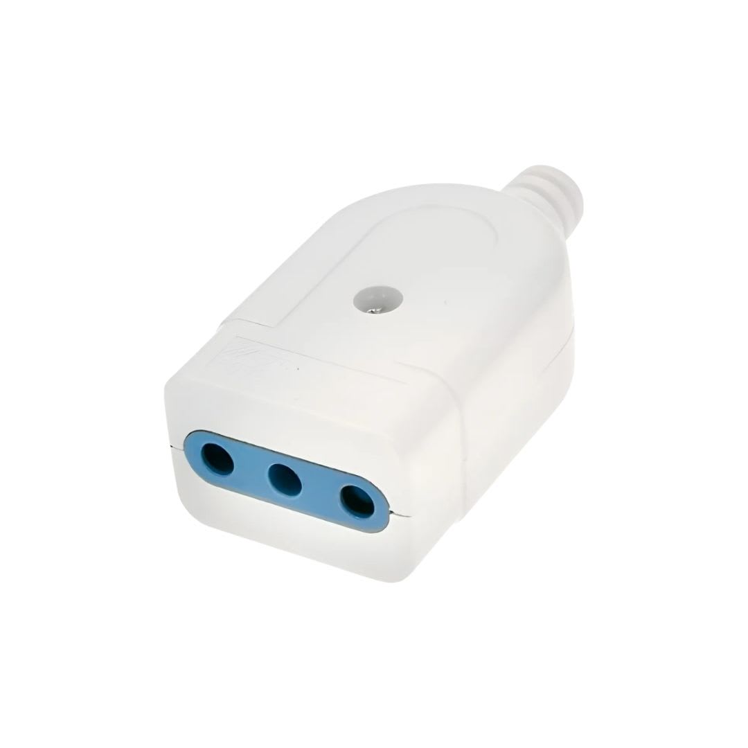 Enchufe Hembra Volante 2P+T 10A 250V Dom. Blanco - Stanford