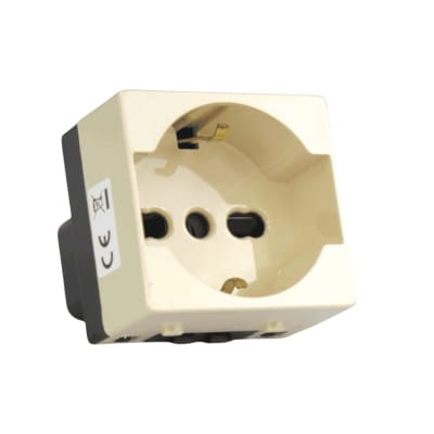 Modulo Schuko 2P+T 10/16A Bipaso 220-250V Marfil Basic - Scame1