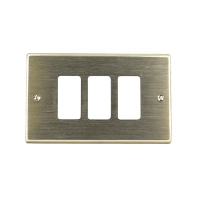 Placa Tapa Aluminio Anonizado 3 Módulos - Scame (Alternativo Magic)1