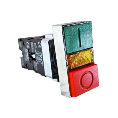 Pulsador Doble Partir/Parar Base Metal Centro Luminoso 22MM 1NA+1NC CNC1